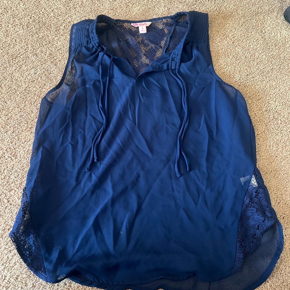 Sheer Lace Blue Blouse